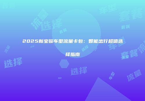 2025新宝骏车型流量卡包：智能出行超值选择指南