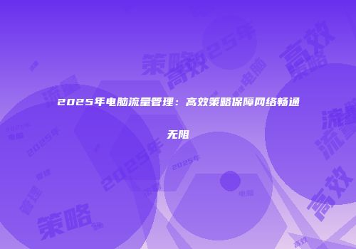 2025年电脑流量管理：高效策略保障网络畅通无阻