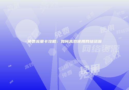 免费流量卡攻略：如何高效使用网络资源