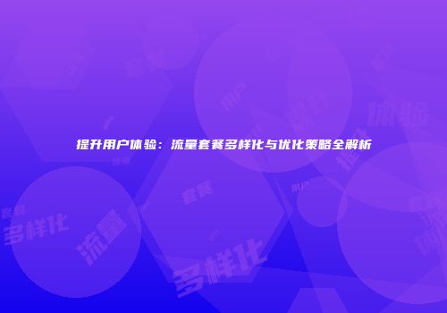 提升用户体验：流量套餐多样化与优化策略全解析