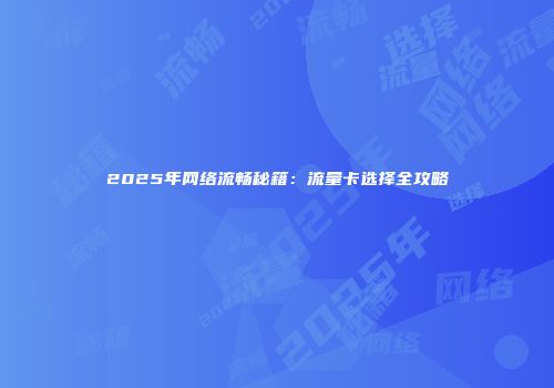 2025年网络流畅秘籍：流量卡选择全攻略