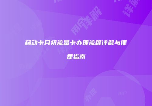 移动卡月初流量卡办理流程详解与便捷指南