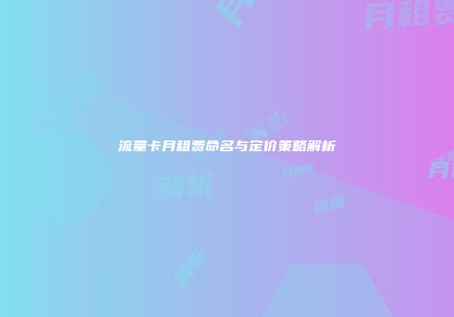 流量卡月租费命名与定价策略解析