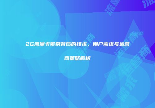 2G流量卡繁荣背后的技术、用户需求与运营商策略解析