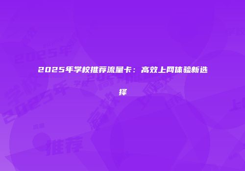 2025年学校推荐流量卡：高效上网体验新选择