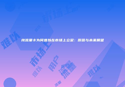 纯流量卡为何难以在市场上立足：原因与未来展望