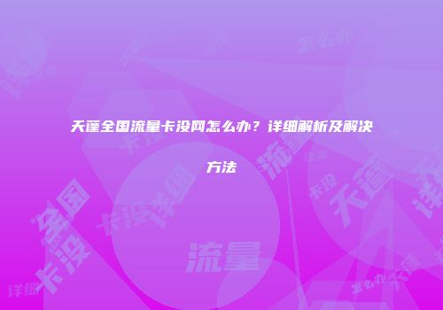 天蓬全国流量卡没网怎么办？详细解析及解决方法