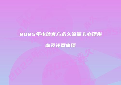 2025年电信官方永久流量卡办理指南及注意事项