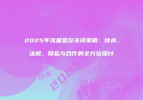 2025年流量监控关闭策略：技术、法规、隐私与合作的全方位探讨