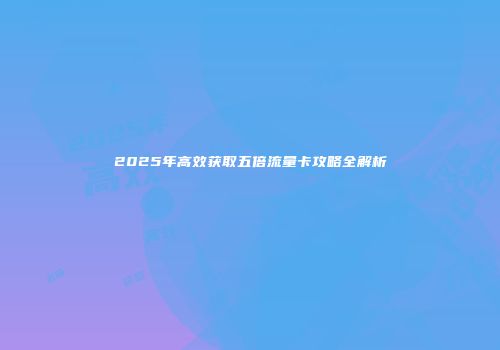 2025年高效获取五倍流量卡攻略全解析