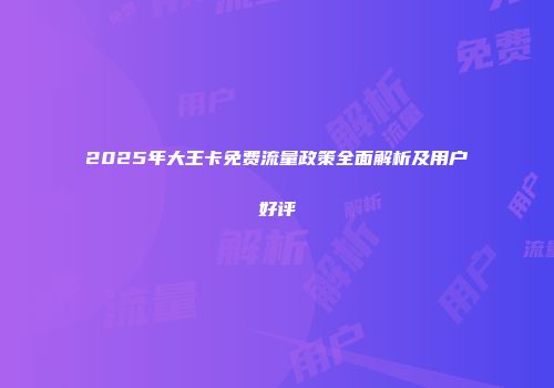 2025年大王卡免费流量政策全面解析及用户好评
