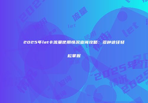 2025年let卡流量使用情况查询攻略：多种途径轻松掌握