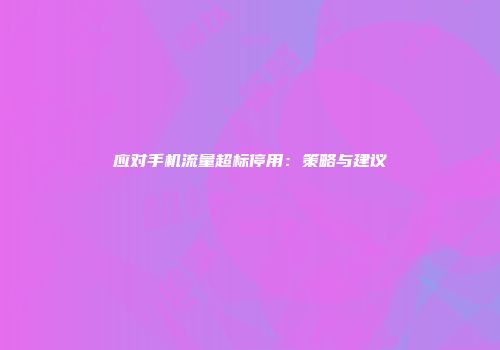 应对手机流量超标停用：策略与建议