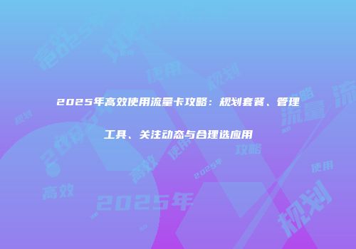 2025年高效使用流量卡攻略：规划套餐、管理工具、关注动态与合理选应用