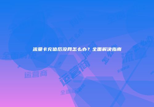流量卡充值后没网怎么办？全面解决指南