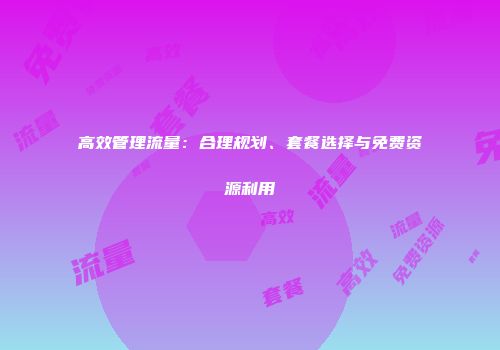 高效管理流量：合理规划、套餐选择与免费资源利用