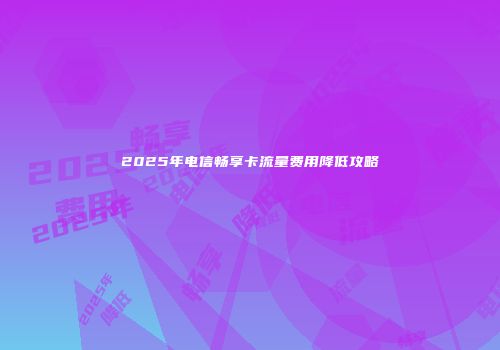 2025年电信畅享卡流量费用降低攻略