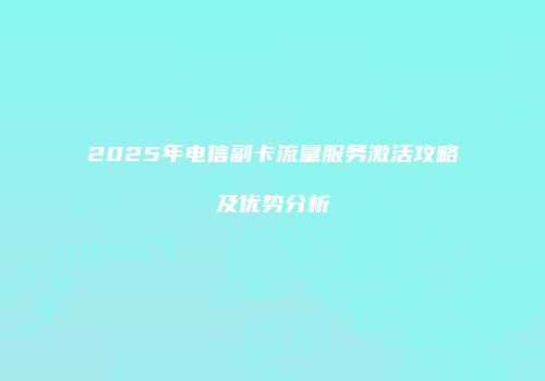 2025年电信副卡流量服务激活攻略及优势分析