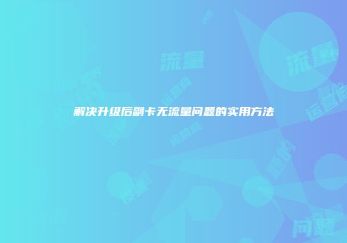 解决升级后副卡无流量问题的实用方法