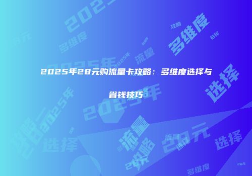 2025年28元购流量卡攻略：多维度选择与省钱技巧