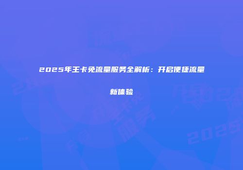2025年王卡免流量服务全解析：开启便捷流量新体验