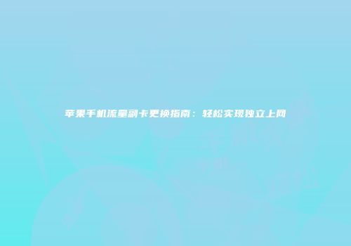 苹果手机流量副卡更换指南：轻松实现独立上网