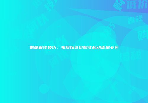 揭秘省钱技巧：如何以低价购买移动流量卡包