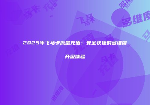 2025年飞马卡流量充值：安全快捷的多维度升级体验
