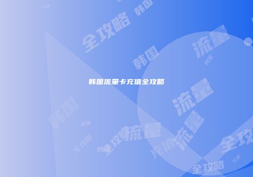韩国流量卡充值全攻略