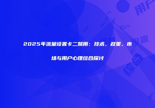 2025年流量设置卡二禁用：技术、政策、市场与用户心理综合探讨