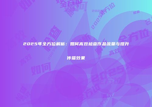 2025年全方位解析：如何高效检查作品流量与提升传播效果