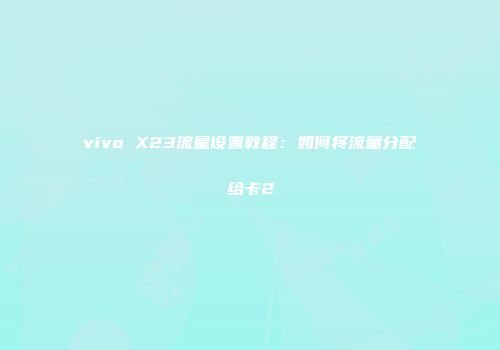 vivo X23流量设置教程：如何将流量分配给卡2
