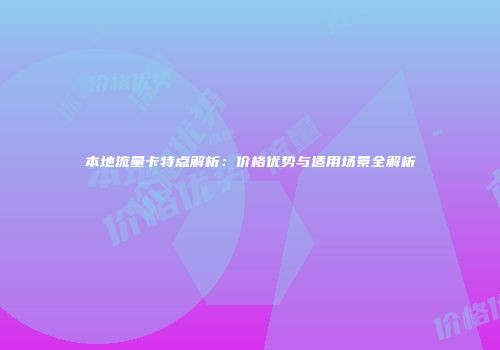 本地流量卡特点解析：价格优势与适用场景全解析