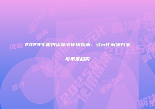 2025年国内流量卡使用指南：多元化解决方案与未来趋势