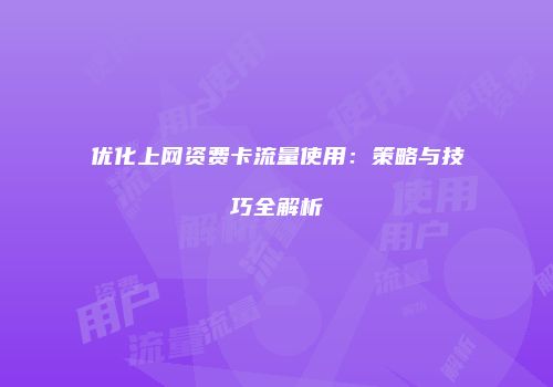 优化上网资费卡流量使用：策略与技巧全解析