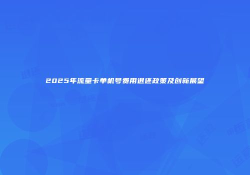 2025年流量卡单机号费用退还政策及创新展望