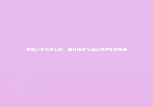 电脑双卡流量上网：提升速度与稳定性的实用指南