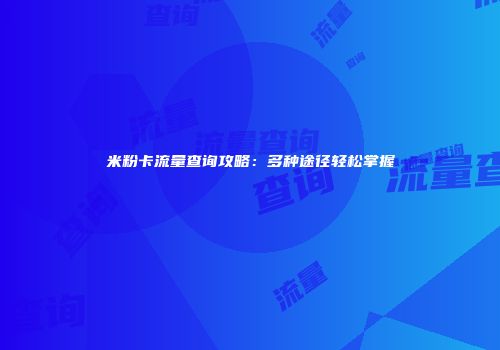 米粉卡流量查询攻略：多种途径轻松掌握