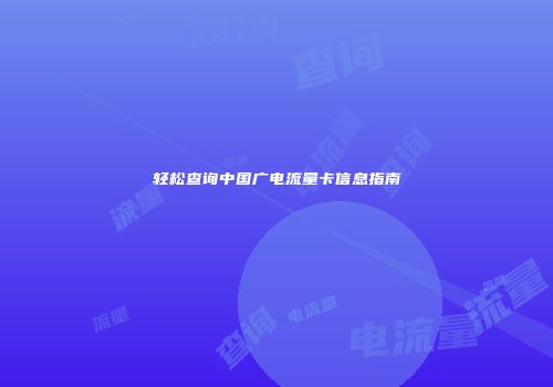 轻松查询中国广电流量卡信息指南