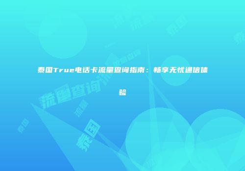泰国True电话卡流量查询指南：畅享无忧通信体验