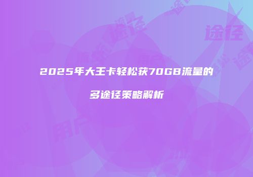 2025年大王卡轻松获70GB流量的多途径策略解析