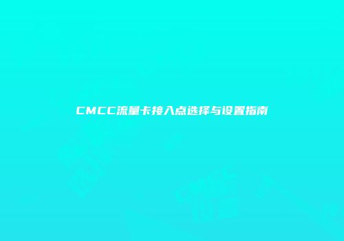 CMCC流量卡接入点选择与设置指南