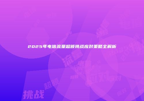 2025年电信流量超额挑战应对策略全解析