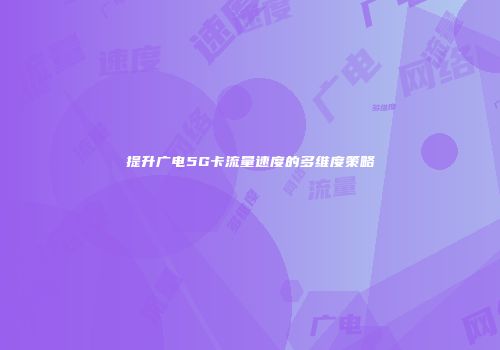 提升广电5G卡流量速度的多维度策略