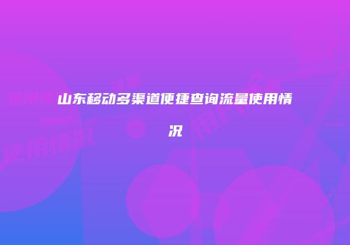山东移动多渠道便捷查询流量使用情况