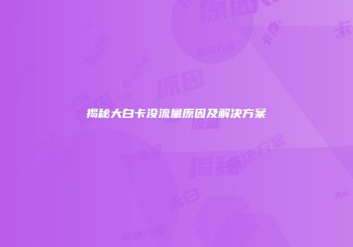 揭秘大白卡没流量原因及解决方案