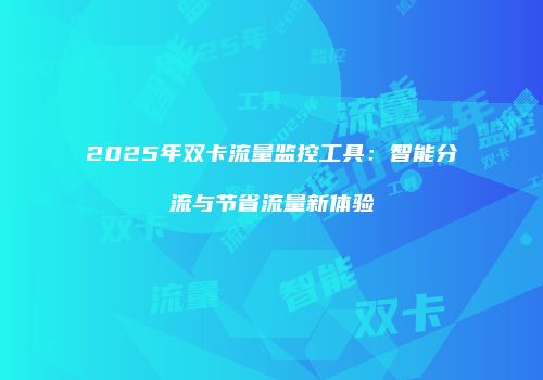 2025年双卡流量监控工具：智能分流与节省流量新体验