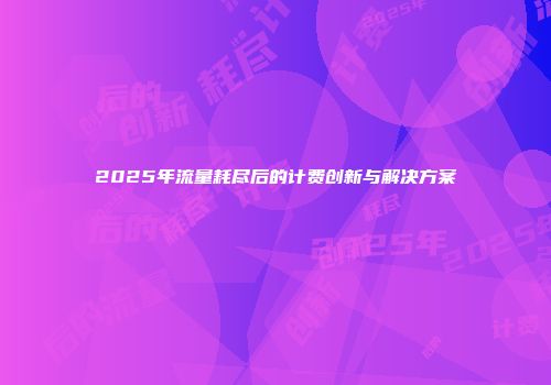 2025年流量耗尽后的计费创新与解决方案