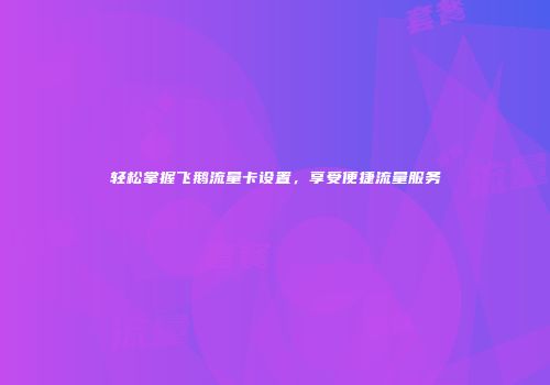 轻松掌握飞鹅流量卡设置，享受便捷流量服务