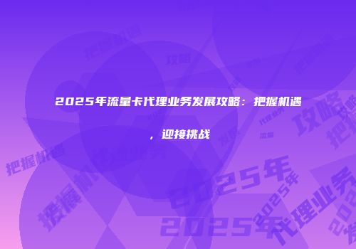 2025年流量卡代理业务发展攻略：把握机遇，迎接挑战